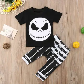 Citgeett Copil Copii Copii de Halloween T-shirt Negru Topuri+Pantaloni Lungi Tinutele Set Craniu Vacanta de Vara Set Haine