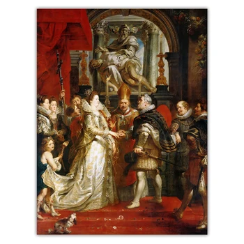 Citon Peter Paul Rubens《Regele S-A Căsătorit Cu Marie De Medici》Arta Panza Pictura In Ulei Tablouri Decorative De Perete Decor Decor Acasă
