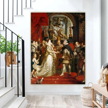 Citon Peter Paul Rubens《Regele S-A Căsătorit Cu Marie De Medici》Arta Panza Pictura In Ulei Tablouri Decorative De Perete Decor Decor Acasă