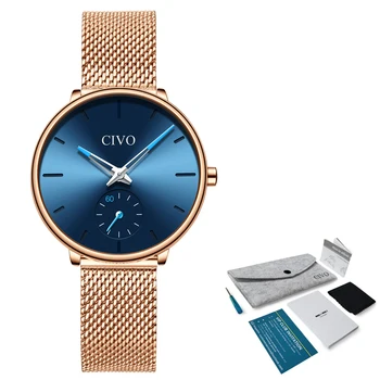 CIVO Ceasuri Femei Top Brand de Lux Quartz Doamnelor Impermeabil Plasă de Oțel Curea pentru Femei Ceasuri Brățară Ceas Montre Femme