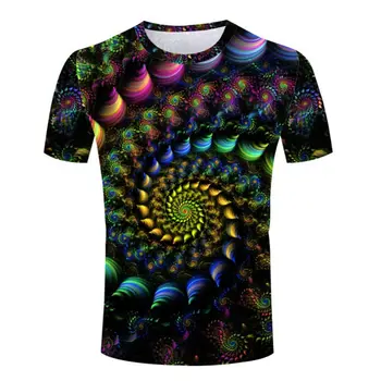 CJLM 3D Colorate Imprimate T-shirt pentru Bărbați Curcubeu de Vara Spirală Tricou Grafic Tricouri Maneca Scurta O-Gât Topuri Casual de Inalta Calitate