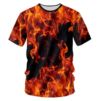 CJLM Nou Top de Vară 3d Imprimare Tricouri culoare Roșie Foc Casual T-shirt Om Hip Hop Outwears Tricouri Homme Slim Fit Fitness Maieuri 7XL