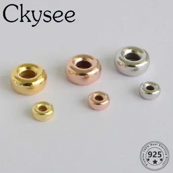 Ckysee en-Gros 10buc/lot Argint 925 Plat Rotund Margele Spacer Accesorii Pentru DIY Brățară Bijuterii