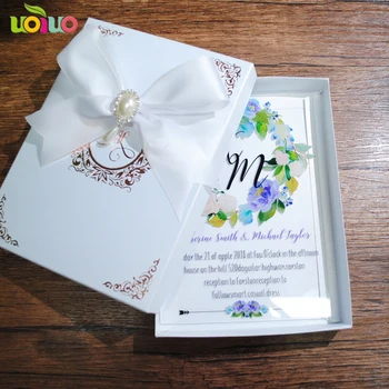 Clar Acrilic Carte de Invitatie de Nunta cu imprimeu flori colorate și personalizate de design