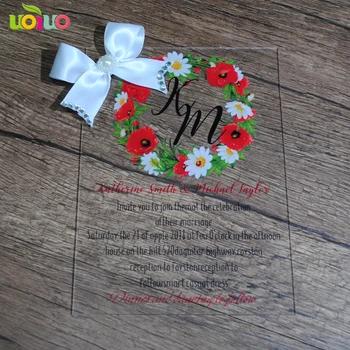 Clar Acrilic Carte de Invitatie de Nunta cu imprimeu flori colorate și personalizate de design