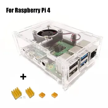 Clar Acrilic Caz Cabina Cutie cu Racire Ventilator radiator pentru Raspberry Pi 4 Model B