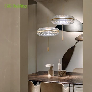 Clar Pahar de Cristal LED lampa Salon de Lumini Pandantiv Restaurant Pandantiv lampa de Dormitor Perdeaua de lumină Design Nou Home Deco
