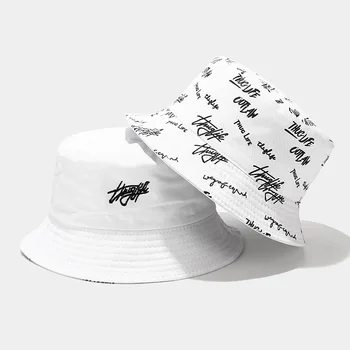 Clasic Alb-Negru de Două Reacții Reversibile Scrisoare Bucket Hat pentru Barbati Femei Pescar Pălărie Panama Bob Palarie de Vara, de Toamna de Moda Pălărie