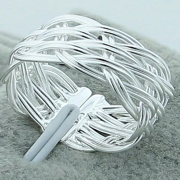Clasic Bijuterii Argint 925 Inel Moda Împletirea Inele Rotunde Deschide Inele pentru Femei Barbati Cadouri de Craciun