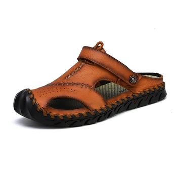 Clasic Gol Respirabil Sandale Bărbați De Înaltă Calitate Lux De Vară Moale Confortabil Papuci De Piele De Înaltă Calitate Dimensiune Mare Roman