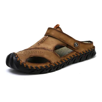 Clasic Gol Respirabil Sandale Bărbați De Înaltă Calitate Lux De Vară Moale Confortabil Papuci De Piele De Înaltă Calitate Dimensiune Mare Roman