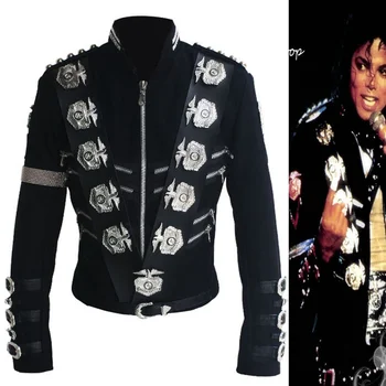 Clasic MJ Michael Jackson BAD Negru Sacou Clasic Cu Argint Eagle Insigne de Punk de Moda Insigna de lână Îmbrăcăminte Show-Cadou