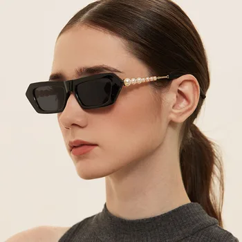 Clasic Retro Pearl ochelari de Soare Femei Mici Pătrate Ramă de Ochelari de Soare Doamnelor Negru ochelari de Soare pentru Barbati Ochelari de oculos UV400