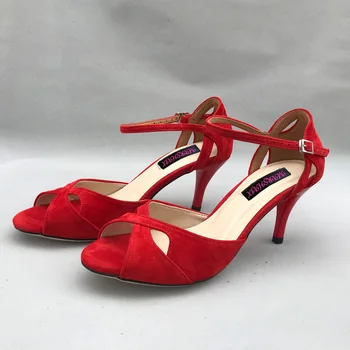Clasic Rosu Flamenco Pantofi de Dans Argentina Tango Pantofi practica pantofi MST6226ARS Piele Unic Greu de 7,5 cm toc 9cm disponibile