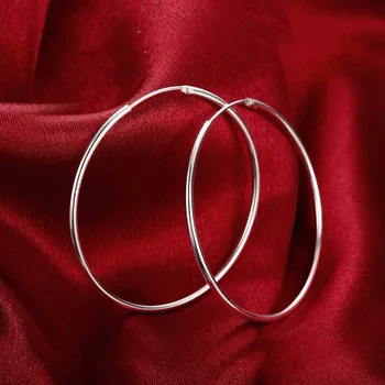 Clasic Rotund de Argint Hoop Cercei placate cu argint Cercei Cerc pentru Femei Barbati Creole Hoop Cercei Piercing Bijuterii