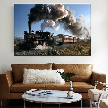 Clasic Tren Locomotiva Panza Pictura Postere si Printuri de Arta de Perete Trenuri Imaginile pentru Camera de zi Cuadros Decor Acasă