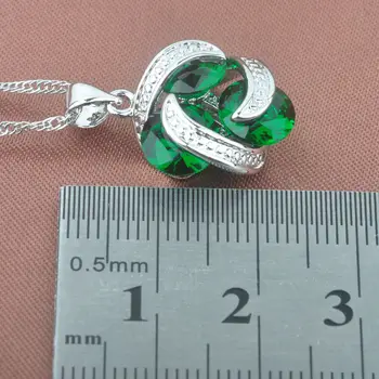 Clasic Verde de Zirconiu Cristal Seturi de Bijuterii Placat cu Argint Pentru Femei Brățară de Nunta Colier Pandantiv Cercei Inel YZ0173