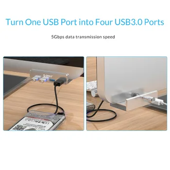 Clip-tip USB3.0 HUB de Aluminiu Externe Multi 4 Porturi USB Splitter Adaptor pentru Desktop Laptop Accesorii(MH4PU)