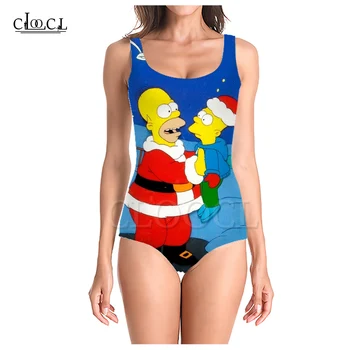 CLOOCL Anime Simpsons 3D de Imprimare Fete de-O bucată de costume de Baie Costum de Baie fără Mâneci Subțire Sexy Femei de Vara Noi Costume de baie