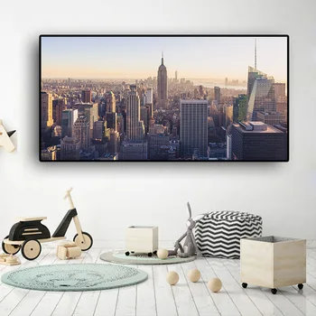 Clădirea New York Manhattan Empire state Panza Arta Scandinav Postere si Printuri de Perete Peisaj Imagine pentru Camera de zi
