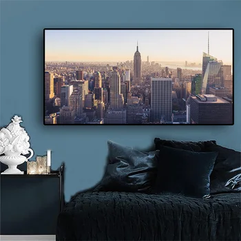 Clădirea New York Manhattan Empire state Panza Arta Scandinav Postere si Printuri de Perete Peisaj Imagine pentru Camera de zi