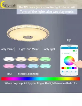 Cmoonfall-Lampă de Plafon LED Rgb Culoare Muntele Rotund Star de Muzică Ușoară Cu Difuzor Bluetooth Estompat de Schimbare a Culorii Luminii