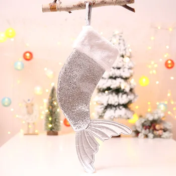Coada de sirena Ciorapi de Crăciun Sclipitoare Șemineu Agățat Ciorapii cu Catifea Manșetă pentru un Decor de Sărbătoare