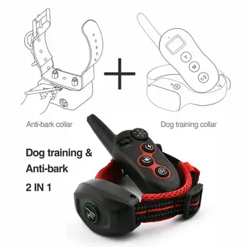 Coaja de câine și de formare guler antrenor de câine latră guler cu telecomanda si modul automat șoc electric formare pentru animale de companie reîncărcabilă