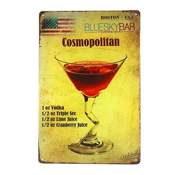 Cocktail/Bere/Margarita Tablă De Metal Semn Negru Și Color Meniu Decor De Perete Vintage Din Metal Meserii Bar Decor Acasă Plăci De Artă Fier