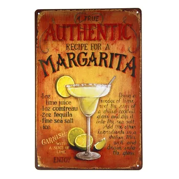 Cocktail/Bere/Margarita Tablă De Metal Semn Negru Și Color Meniu Decor De Perete Vintage Din Metal Meserii Bar Decor Acasă Plăci De Artă Fier