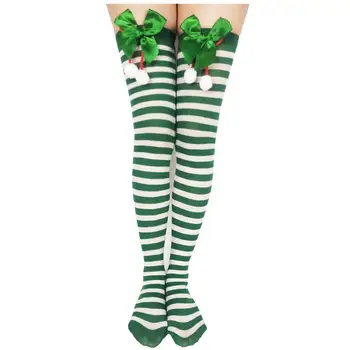 COCOCAT Crăciun Cosplay Ciorapi Șosete Genunchi Mari Femei Verde/Alb/Benzi/Minge de Zăpadă/Arc-nod Șosete Amuzante en-Gros