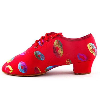 Colorat de buze printuri nou adult fund moale latină dans pantofi de moda de scena profesionist de dans pantofi femei A314