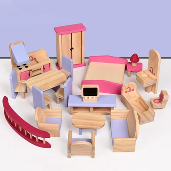 Colorate Din Lemn Mobilier Casa Papusa Din Lemn In Miniatura Bucatarie Mobilier Casa Papusa Accesorii Decor Pretinde A Juca Jucărie Pentru Copii
