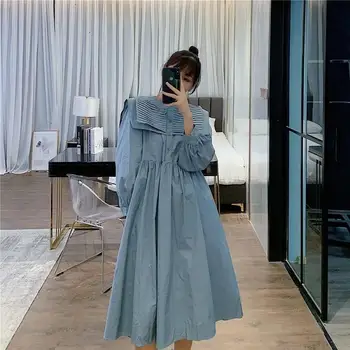 Colorate Femei Rochie de Vară, de toamnă 2020 albastru Rochie Stil coreean Sexy Rochie Kawaii Haine Streetwear jupe femme plus dimensiune