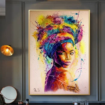 Colorate Femeile Africane Canvas Postere Abstracte Fată Portret Tablouri Canvas Wall Art Printuri de Pictura pentru Camera de zi Decor