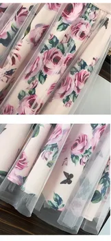 Comelsexy 2020 Femei Elegante Neregulate Bowknot Roz Culturilor Topuri Tricou+vintage Print Floral Mesh Fuste Costume Fusta 2 Bucata Set