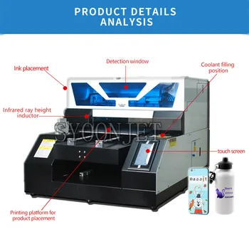 Complet automat A4 UV de Imprimantă cu ecran Tactil &Negru de cerneală, sistem de circulație pentru sticla pen caz de telefon tricou Acrilic pentru Lemn