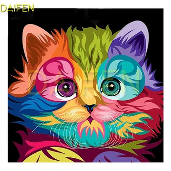 Complet Piața Diamant broderie de culoare desen Animat pisică Full Diamant Rotund mozaic Desene animate pisică de culoare DIY3D Diamant pictura Cross stitch