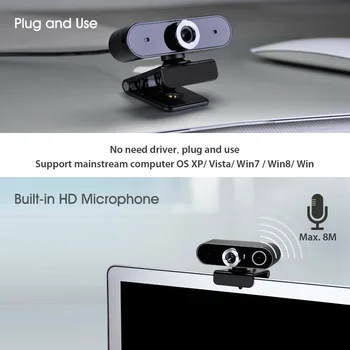 Computerul Webcam Camera HD USB 2.0 Video Web aparat de Fotografiat Digital, camera web HD Cu microfon Microfon Rotație de 360 de Studiu pe Internet PC-ul Youtube