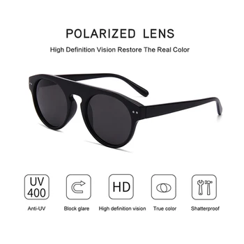 CONCHEN 2019 NOU Retro ochelari de Soare Polarizat Bărbați Femei Cadru Rotund de Brand Designer de Moda Unisex Ochelari de Soare de sex Masculin Mare Cadru UV400