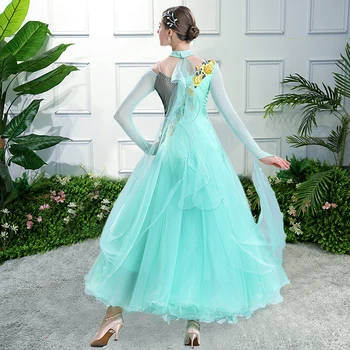 Concurs de dans, costume de dans rochie standard, rochie de bal pentru femei vals vienez foxtrot rochie dans rochii verde