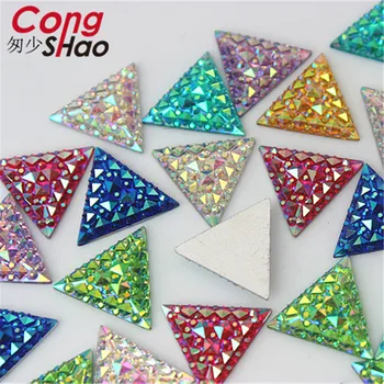 Cong Shao 200PCS 16mm AB Culoare formă Triunghiulară Rășină Stras flatback pietre si cristale costum Butonul de Accesorii YB666