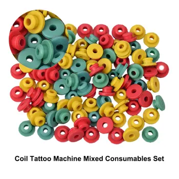 Consumabilele de tatuaj Kit la 100 de inele de 100 Benzi Elastice de Cauciuc De 100 Garnituri 100 Sfarcurile Set Perie Mașină de Tatuaj Instrument de Consumabile