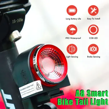 Control de la distanță Inteligent Biciclete Lumina cu Anti-Hoț de Alarmă USB Reîncărcabilă Bicicleta spate cu LED-uri Lampa de Ciclism de Securitate rezistent la apa IPX5