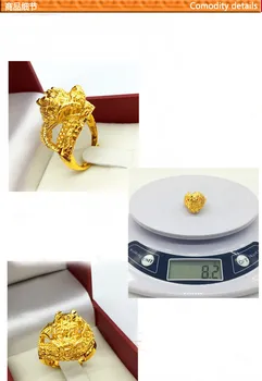 COOL Cap de Leu Chinezesc dragon Inele de 24 K Galben de Aur Masiv FINISAJ Bărbați Animal Sz la va ștampila 999