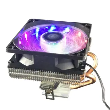Cooler CPU 2 Cupru Conducte de Căldură 3Pin CPU Ventilatorului de Răcire cu 5 Culori de Lumină pentru LGA 1151/1155/1156/AM2+/AM3+/AM4