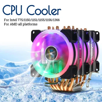 Cooler CPU 6 Heatpipe RGB LED Fan Liniștită 4pin CPU Fan Răcire Radiator de Răcire pentru CPU Intel 775/1150/1151/1155/1156/1366 pentru AMD