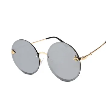 COOLSIR 2020 Albine Rotund ochelari de Soare Arată O Subțire Și o Pereche De Ochelari fără ramă Retro Cerc Mare Ochelari Oculos