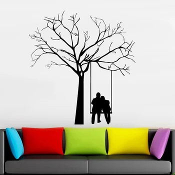 Copac Perete Decal Cuplu Romantic Iubesc Natura Stil De Vinil Autocolante De Perete Camera De Zi Dormitor Arta Acasă Decoratiuni Interioare Z403
