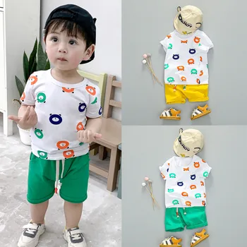Copii Băieți Fete Haine de Vară de Moda Set de Bumbac Imprimat Urs Print Costum de Sport Pentru Un Băiat T-Shirt, pantaloni Scurți pentru Copii Îmbrăcăminte A1